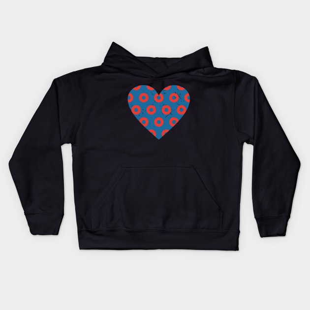 Phish Fishman Donut Heart Kids Hoodie by NeddyBetty